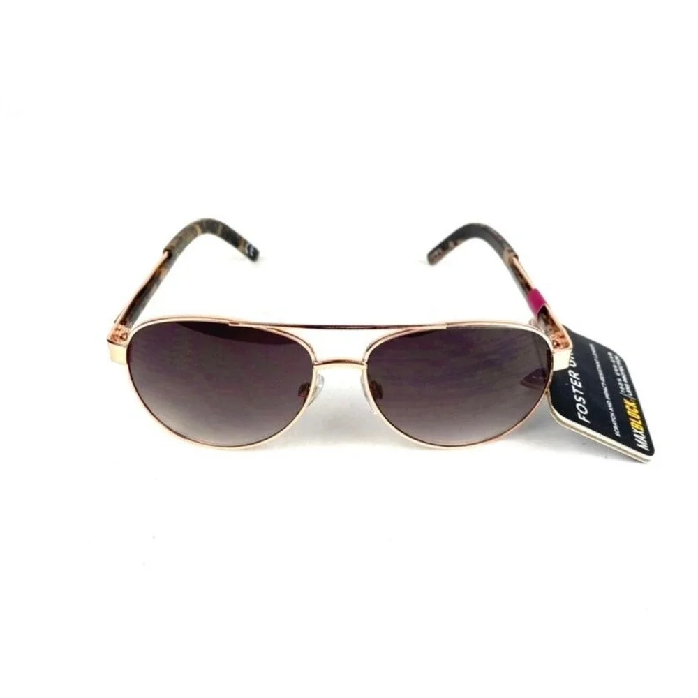 Foster Grant‎ Aviator Sunglasses Rose Gold Tone Gradient Lenses MAXBLOCK Men